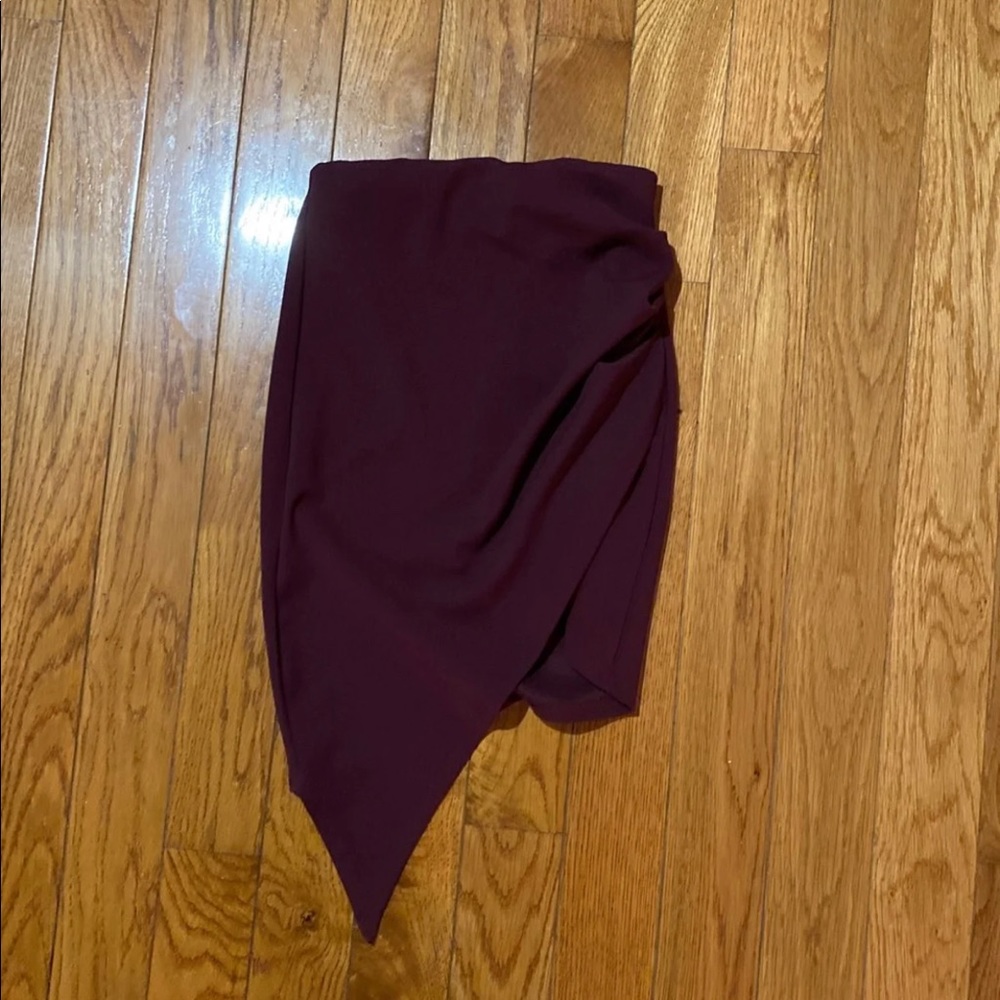 Agaci maroon asymmetrical mini skirt size s